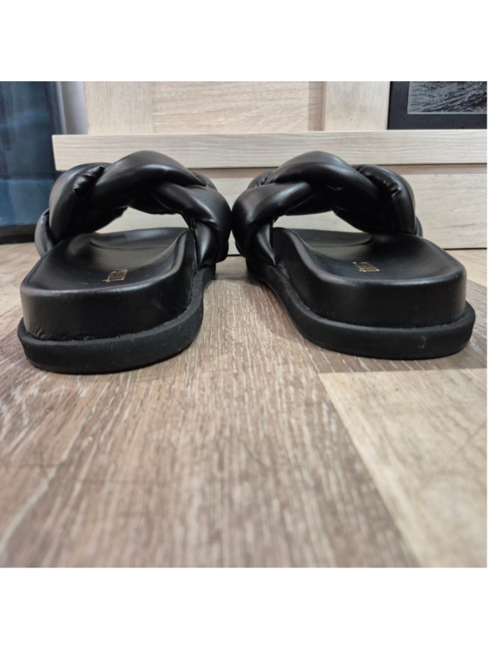 Women's TKEES Black Padded Braided Slide Sandals Size 9 - Picture 11 of 11